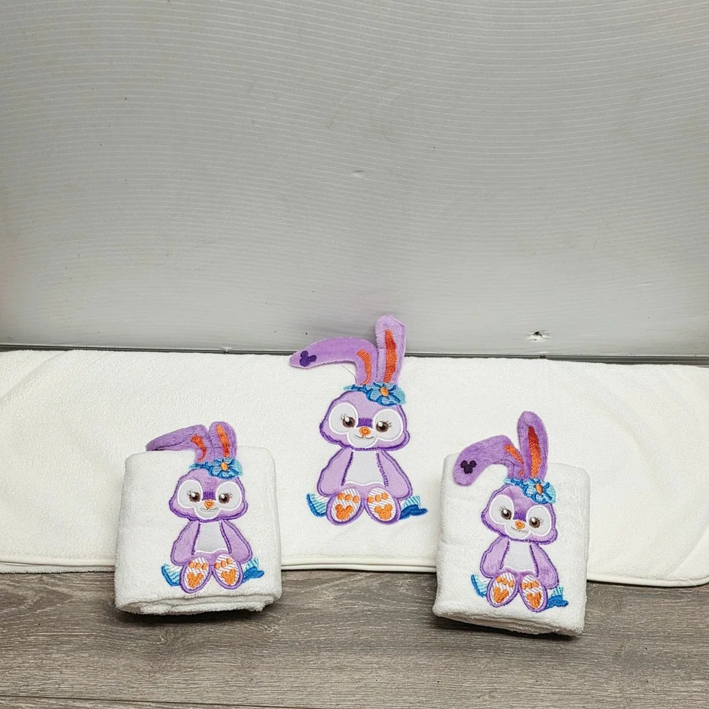 Atensko StellaLou Bunny 3pc Hand Towel Set White Microfiber Embroidered Kawaii